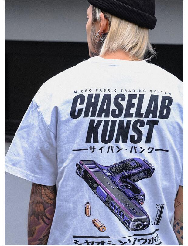FGSS Men's Wear New Japanese Chaozhou Brand Interesting Cartoon Pistol Printed Mens Loose Short Sleeve T-shirt In Spring And Summer Of