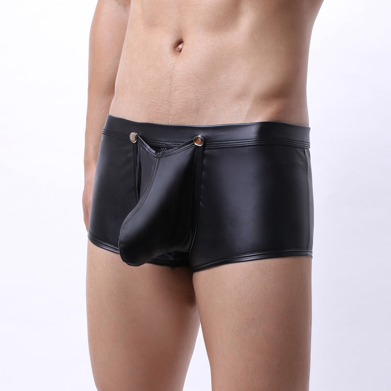 Men's Bullet Separation Patent Leather Boxer Briefs