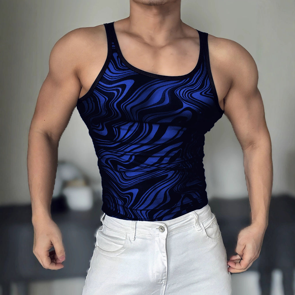Mens Casual Hollow-out Sexy Mesh Tank Top For Outdoor Wear