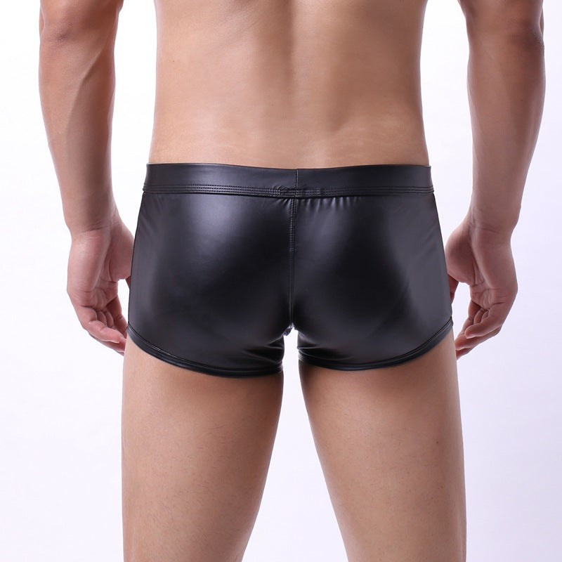 Men's Bullet Separation Patent Leather Boxer Briefs