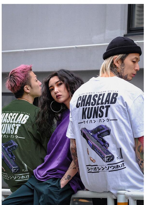 FGSS Men's Wear New Japanese Chaozhou Brand Interesting Cartoon Pistol Printed Mens Loose Short Sleeve T-shirt In Spring And Summer Of