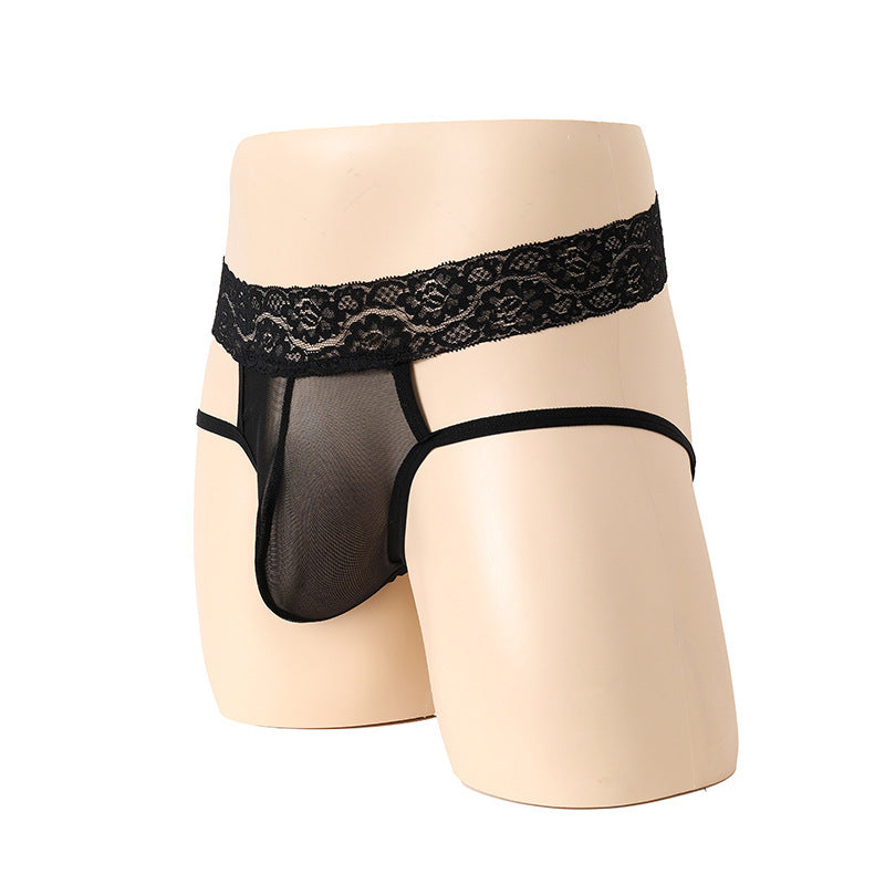 Polyester Men's Thong Seductive Sexy Underwear High Waist Lace Belt Sexy