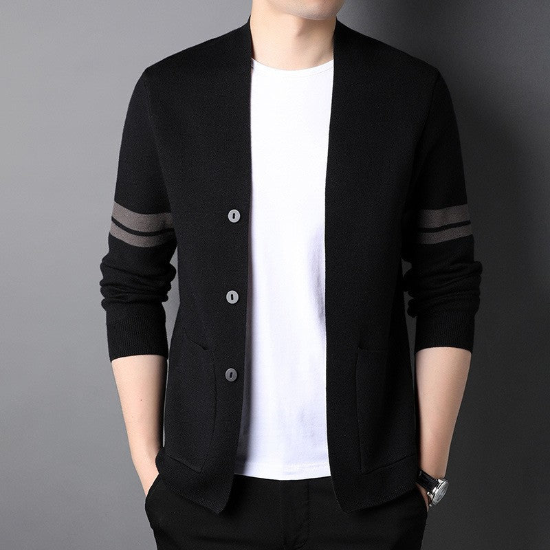 Mens Versatile Solid-color Knitwear For Business And Casual Wear