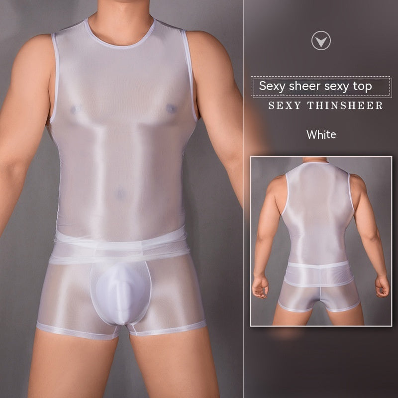 Men's Sexy Nylon Underwear Tight Sexy Super Elastic Vest