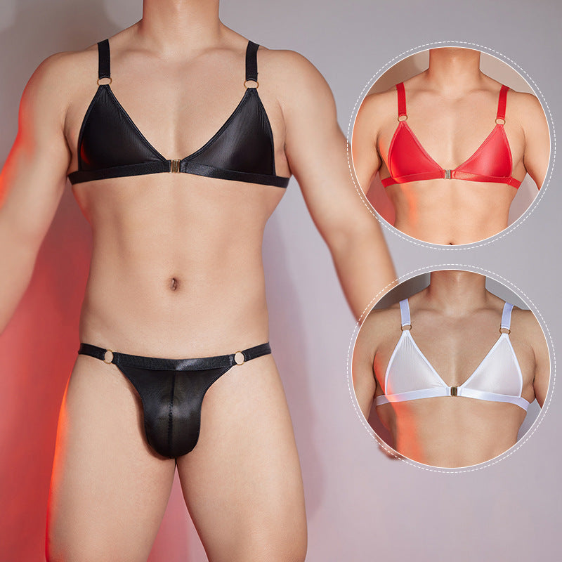 Binding Metal Ring Suspenders Three-point Men's Suit Sexy Underwear