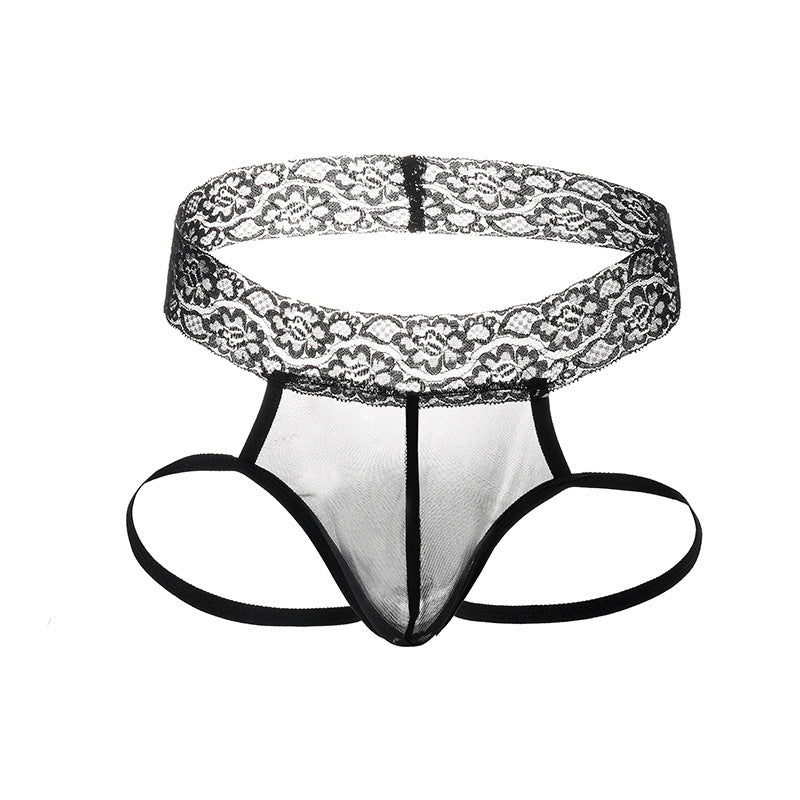 Polyester Men's Thong Seductive Sexy Underwear High Waist Lace Belt Sexy