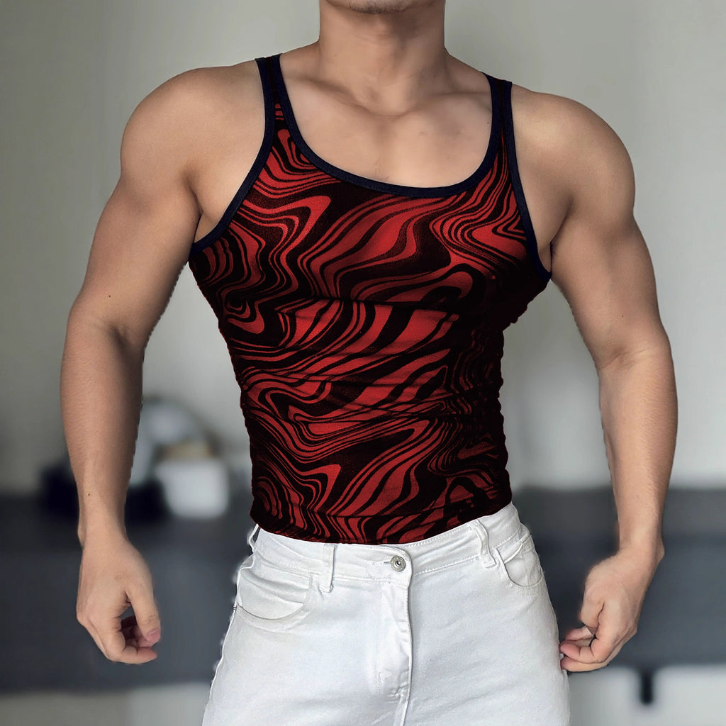 Mens Casual Hollow-out Sexy Mesh Tank Top For Outdoor Wear
