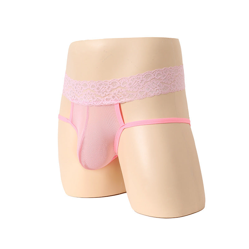 Polyester Men's Thong Seductive Sexy Underwear High Waist Lace Belt Sexy