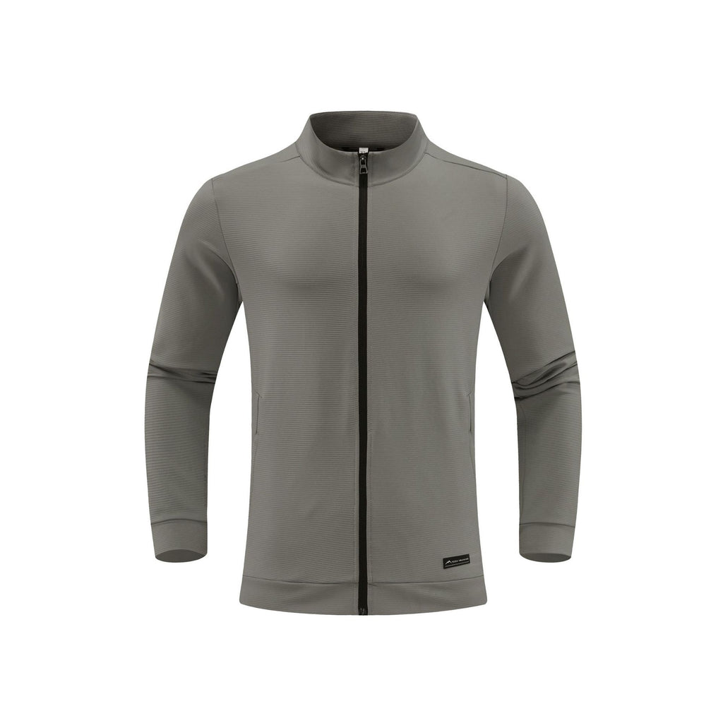 Mens Outdoor Windproof Sport Jacket With Stand Collar And Stretchy Fabric For Casual Wear